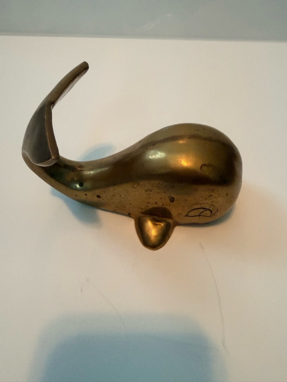Brass Whale Figurine Decorative Accent - Gold Tone - Picture 3 of 6